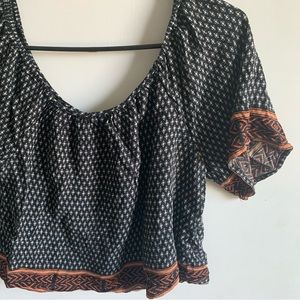 Printed Open Shoulder Top